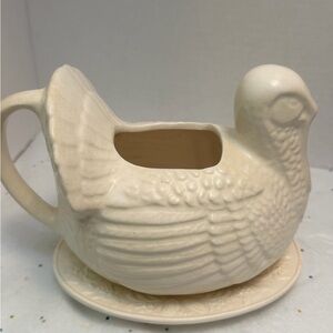 Chesapeake Cream Ceramic Turkey Gravy Boat, made in Portugal